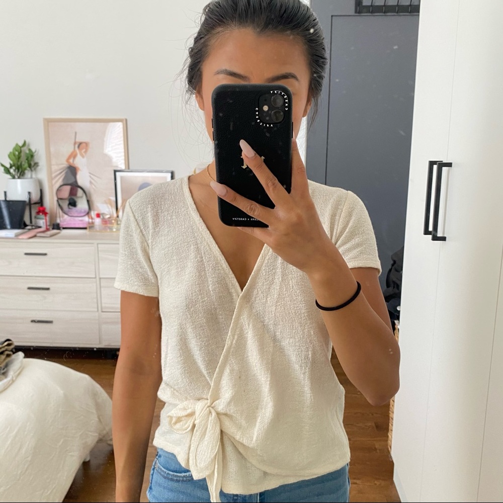 Madewell texture & thread wrap tie top